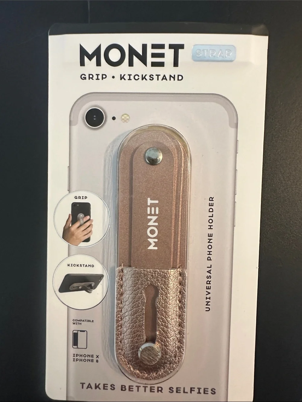 Monet branded strap